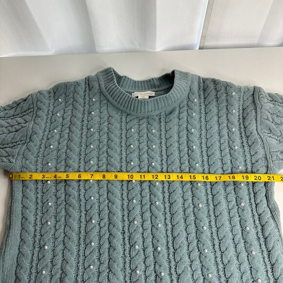 Cynthia Rowley Chunky Knit Pearl Pullover‎ Sweater Womens Size Medium M Coquette - Picture 9 of 10
